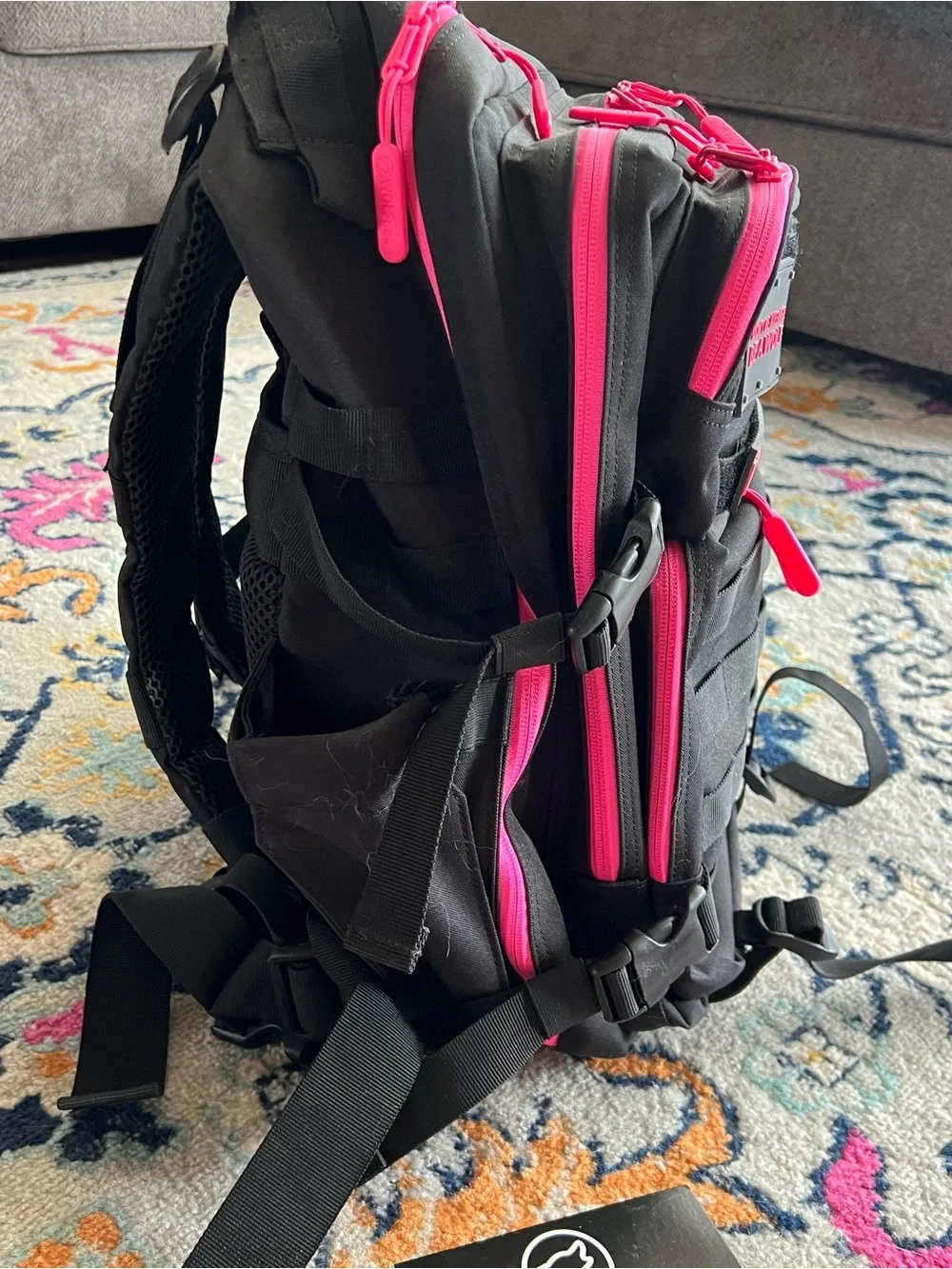 WOLF Tactical Backpack in Black with Neon Pink Accents